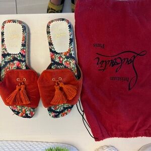 Christian Louboutin Red Sandals with Bold Bow